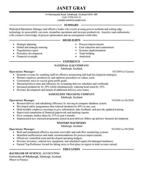 6 Great Operations Manager Resume Examples.